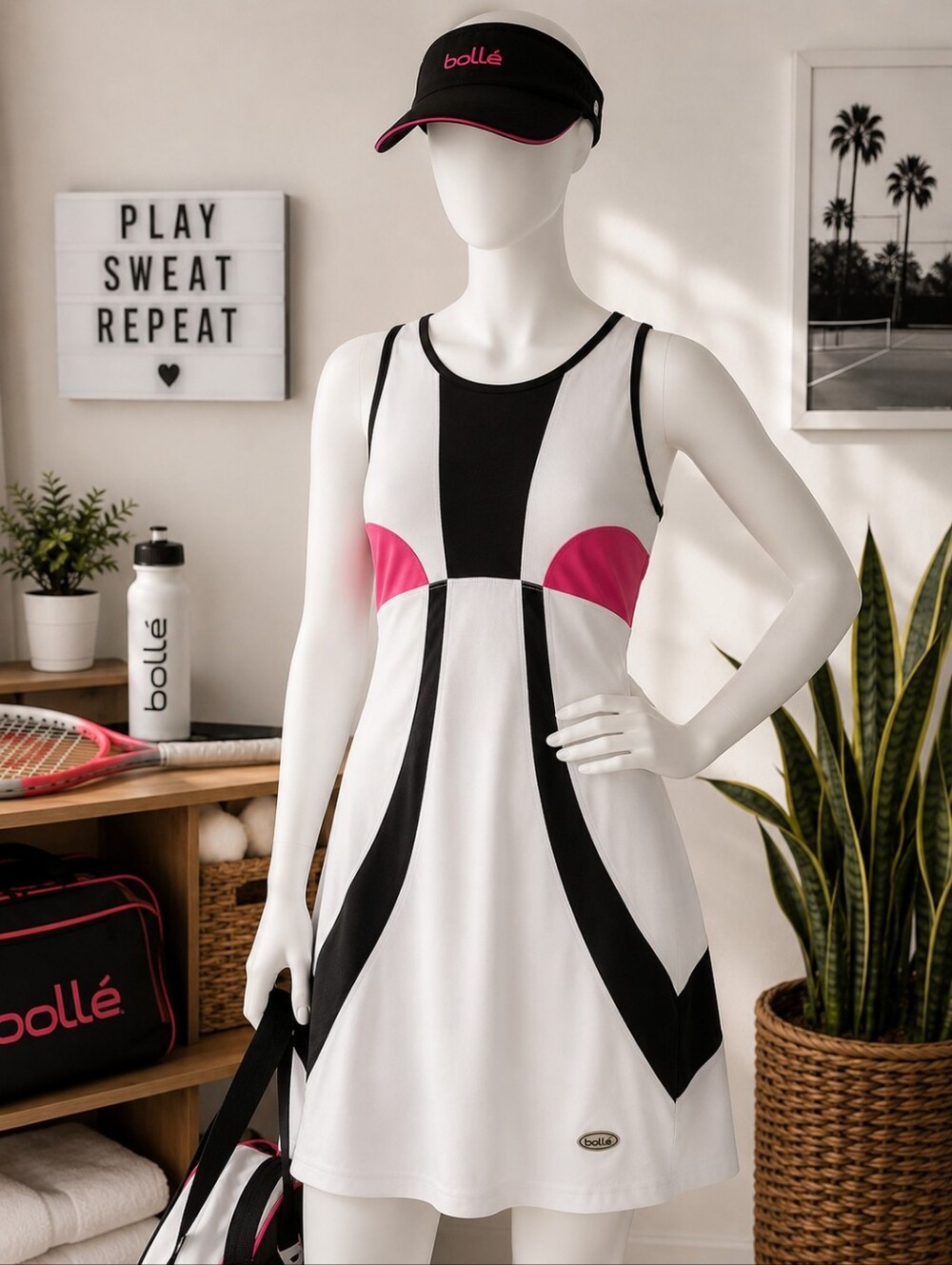 Bollé High Performance Tennis Dress M Pink Black White Racerback